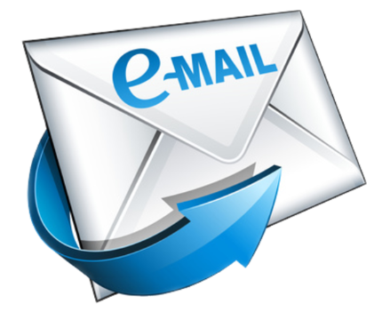 Image of envelope with Email printed at the top and a blue arrow wrapping the envelope to support ouremail service